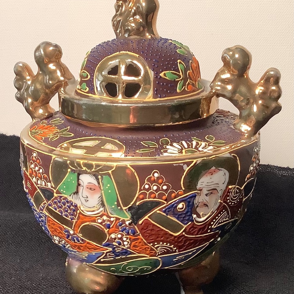 Antique set of 2 Asian decorative jars